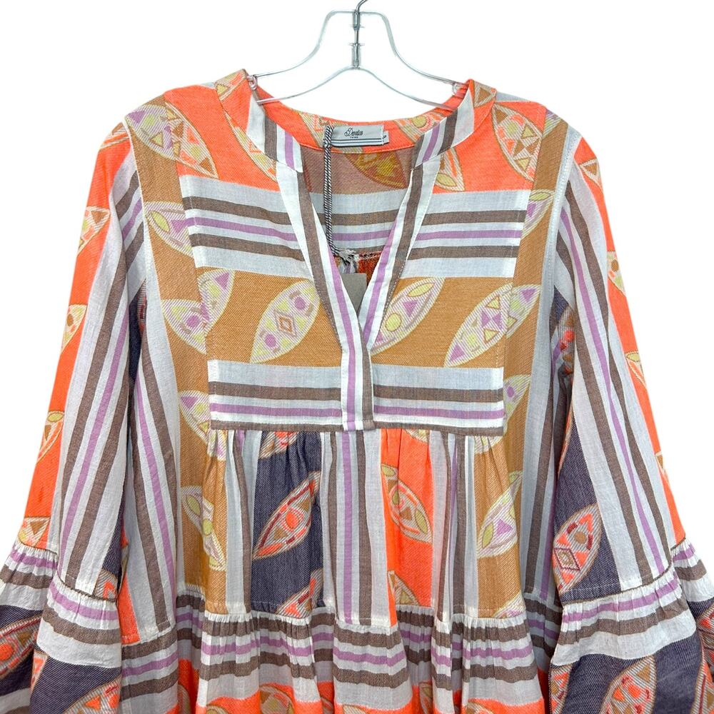 Devotion Twins NWT 'Hermosa' Tunic Mini Dress, Boho, Pattern Orange Lilac, Small - Picture 7 of 12